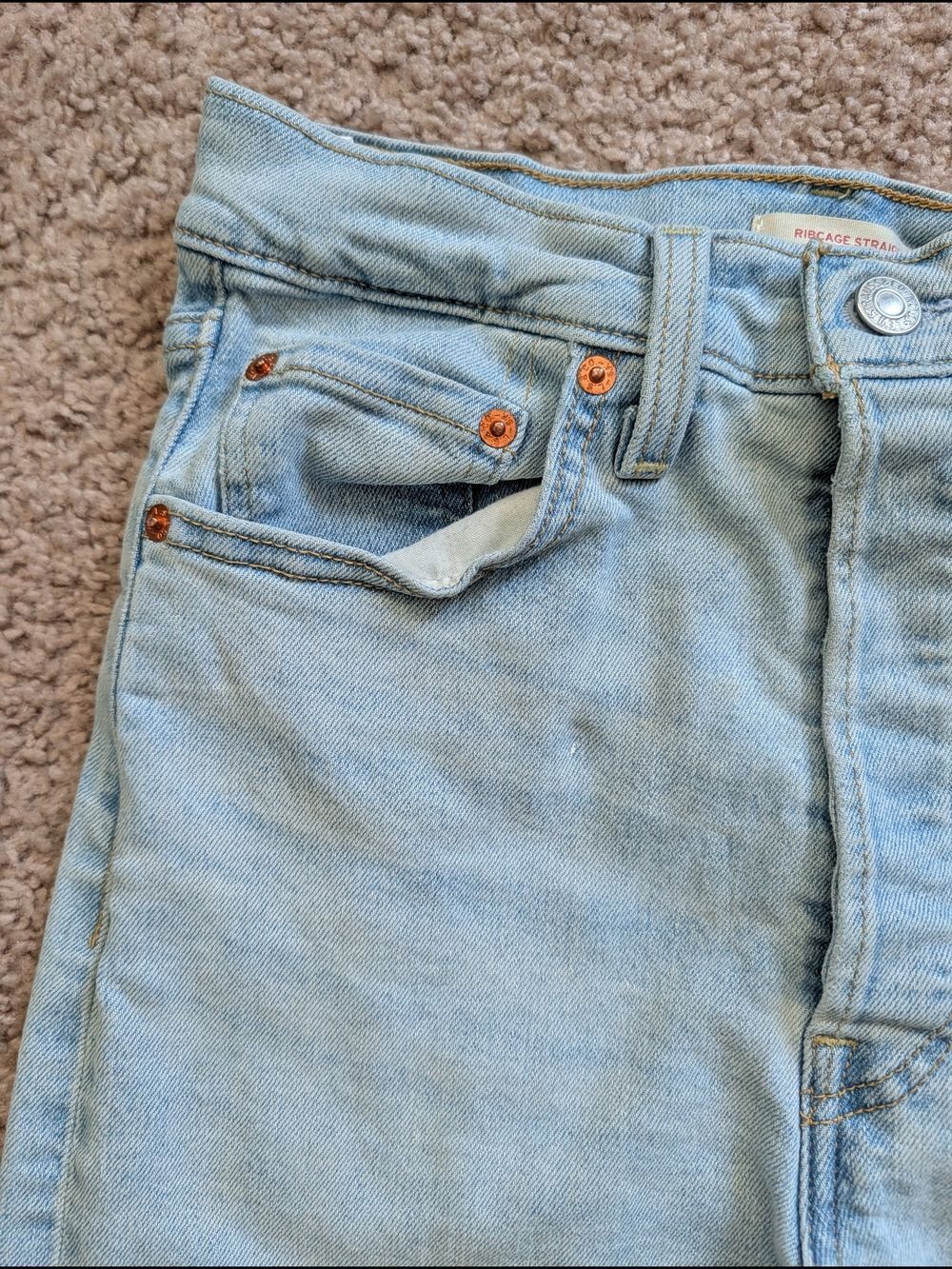 Levis Womens Light Wash Blue Stretch Ribcage Straight Ankle Jeans 28x32 - Picture 9 of 16